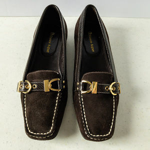 Etienne Aigner Women's Brown Suede Slip On Loafers